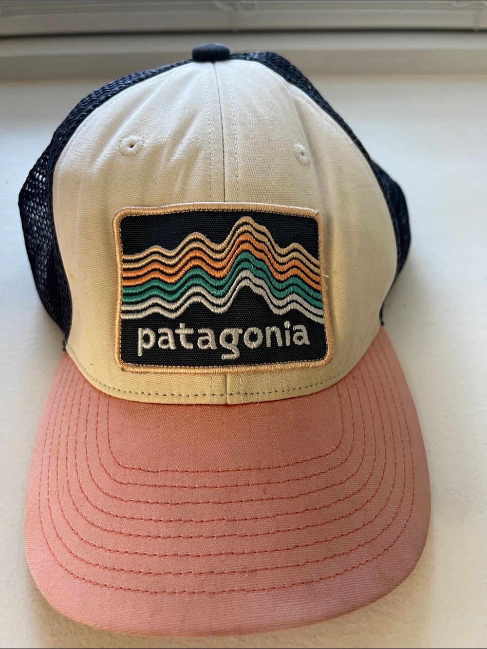 Patagonia Kids Trucker Hat in Cream, Pink and Navy